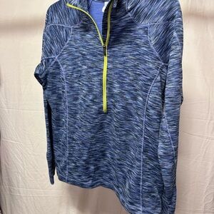 Columbia Blue Quarter-Zip Pullover with Neon Accents